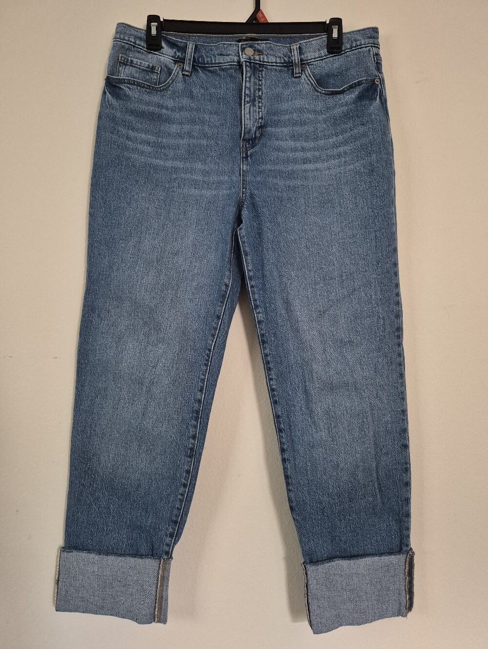 Banana Republic Slouch Jean Women Size 32/14 Medium Wash Cuff Hem